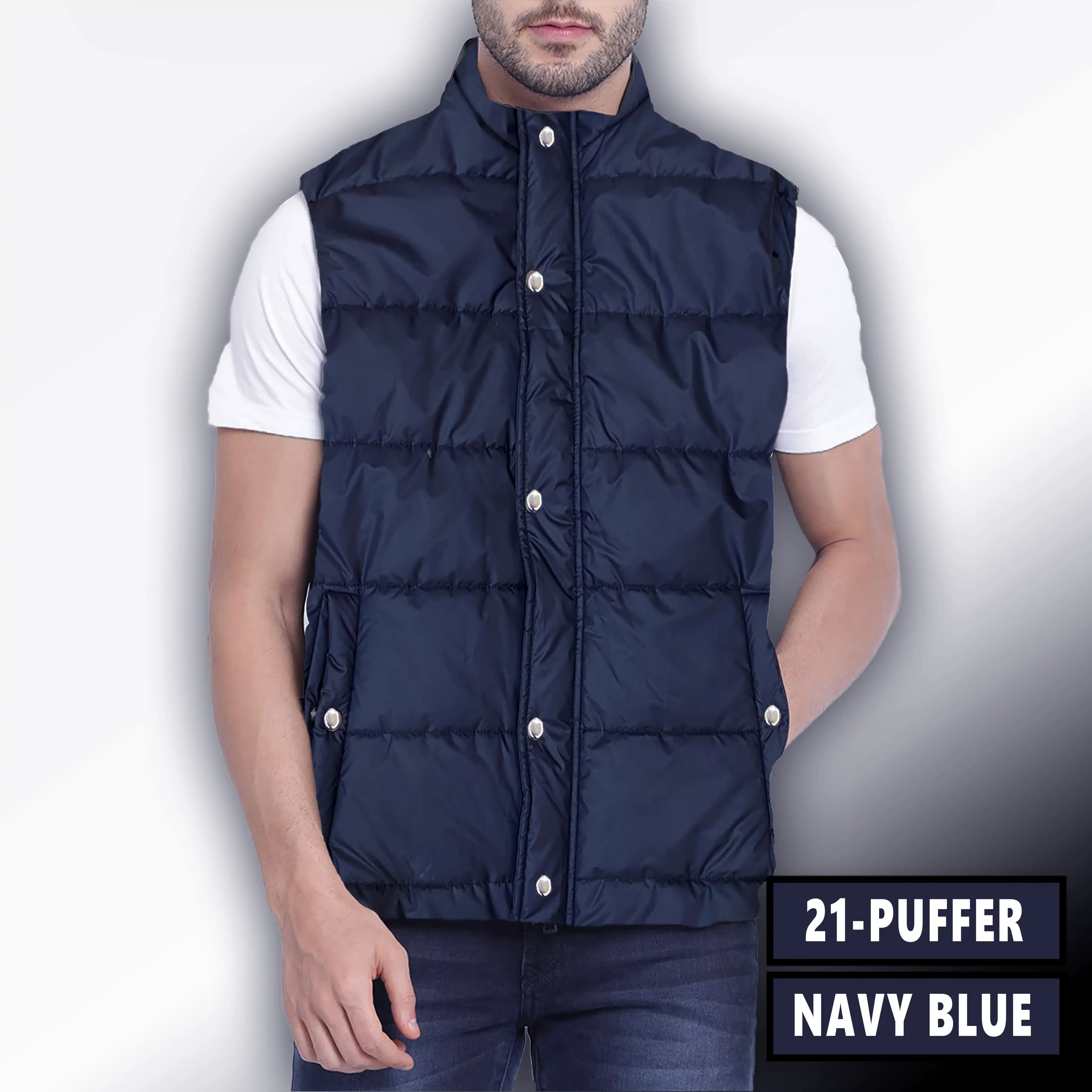 21-Blue Puffer Jacket Sleeveless