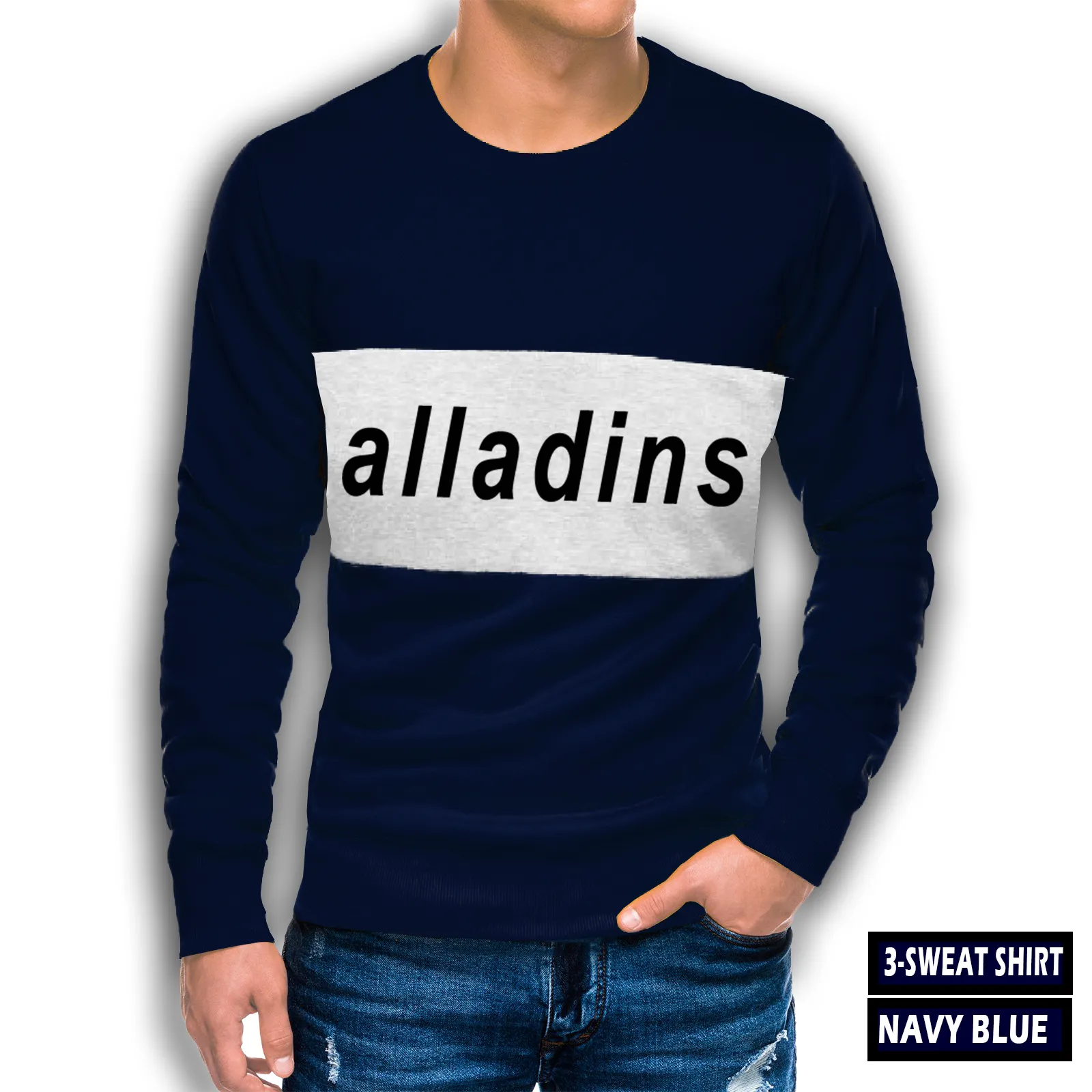 3-Navy Blue Fleece Sweatshirt