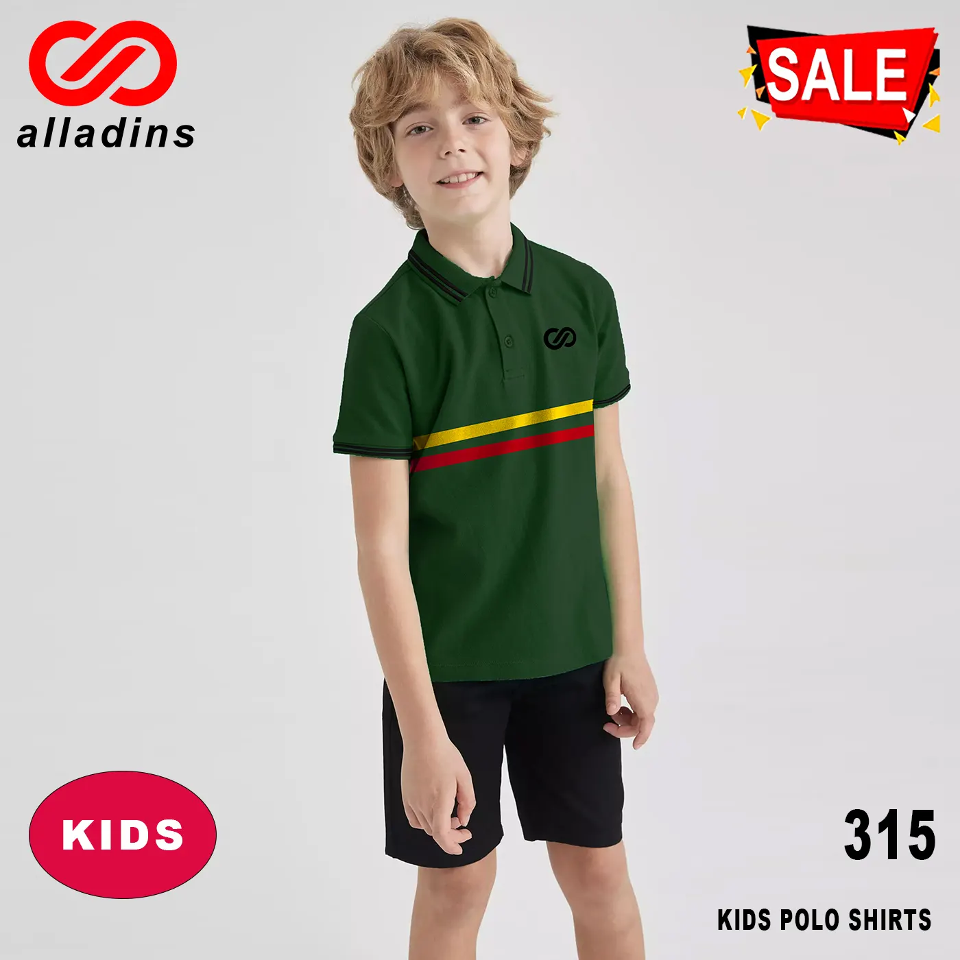 315 Kids Polo Olive Green 