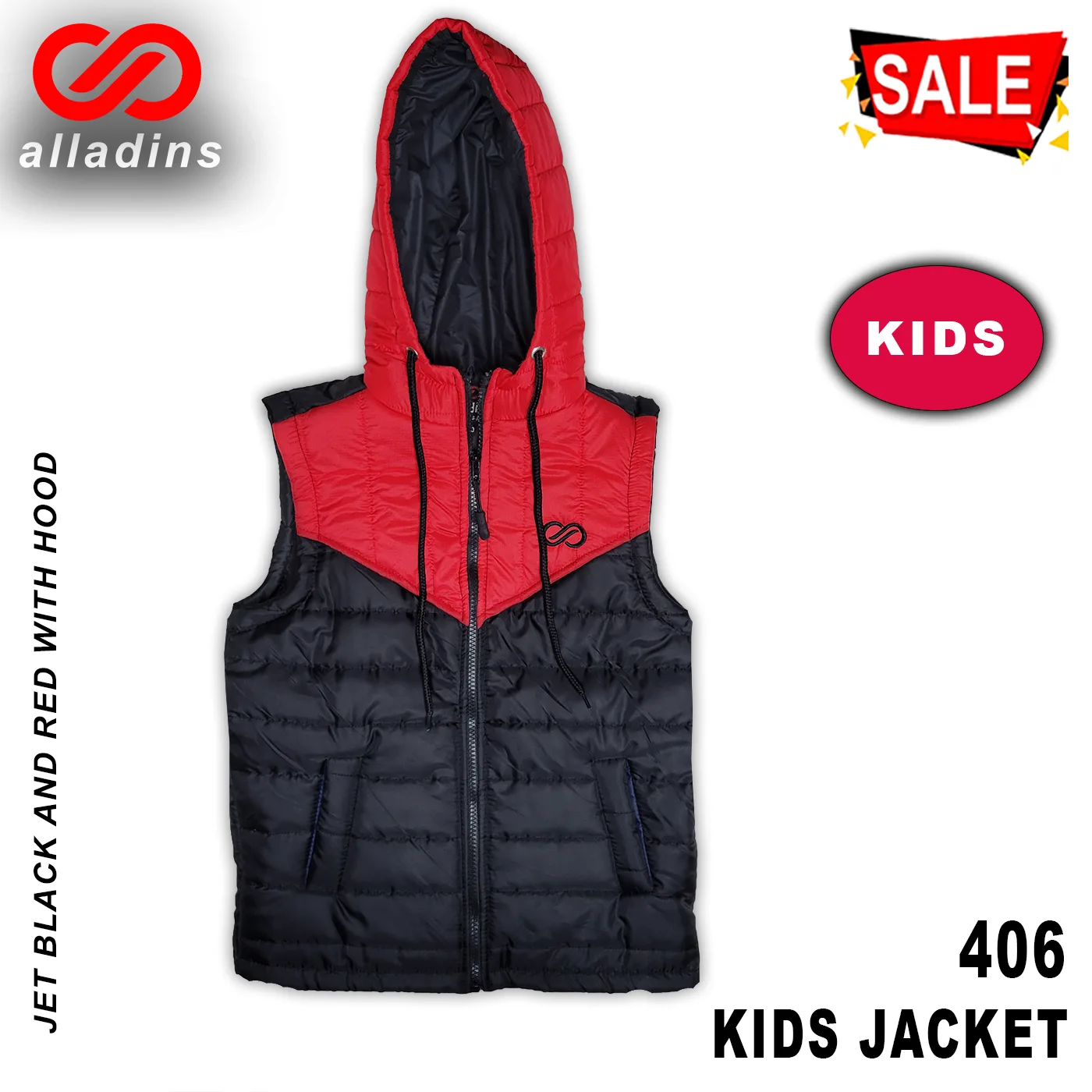 406 KIDS JACKET Black and Red