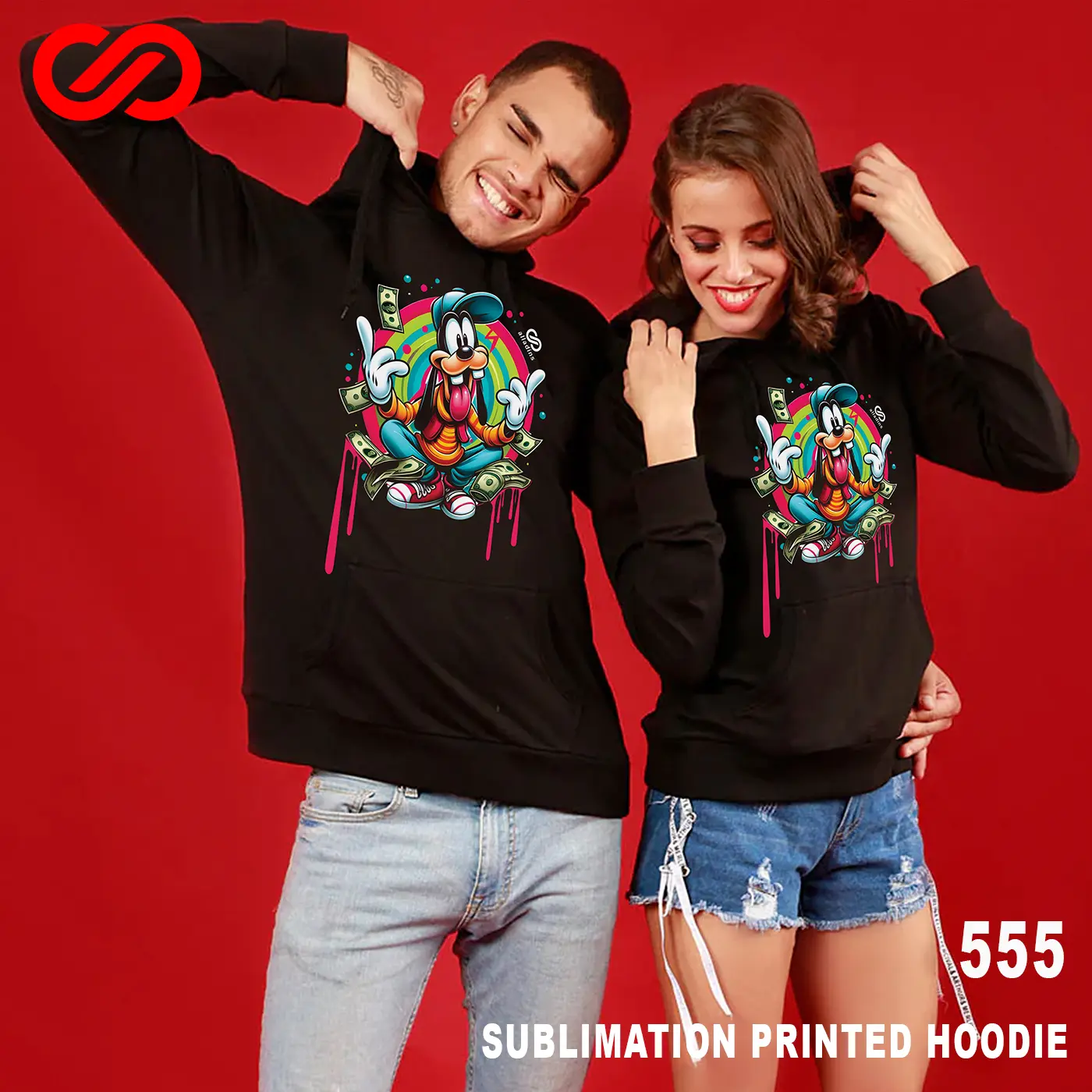 555  Dollar Sublimation Polyester  Fleece Hoodie