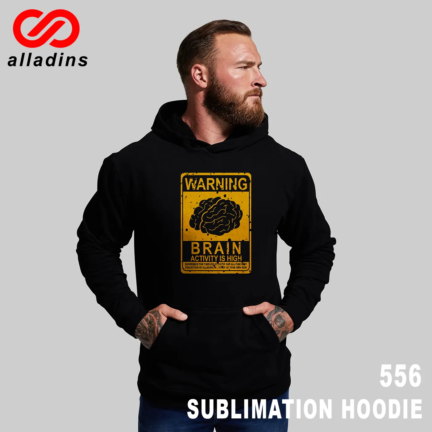 556 Brain Activity Sublimation Polyester Fleece Hoodie